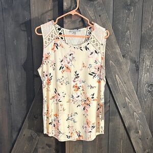 Daniel Rainn Cream Floral Lace Blouse